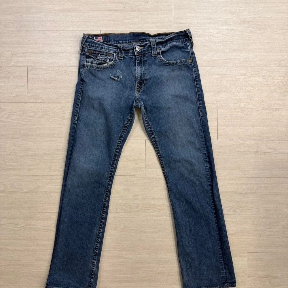 Y2K True Religion Ricky Stitch Bootcut Dark Wash Jeans Mens Size 36